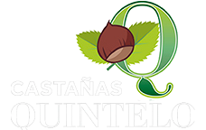 Logotipo blanco Castañas Quintelo